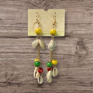 Fashion Jewelry‎ Dangle Drop Earrings Shell Wood Bead Bohemian Colorful 4 in
